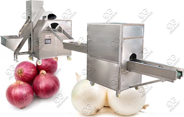 onion peeling and root cutting machine